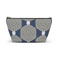 Lace Hexagon Accessory Pouch w T-bottom in Navy